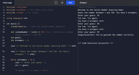 C++ Program for Casino Game: Number Guessing Program(GAME PRO.